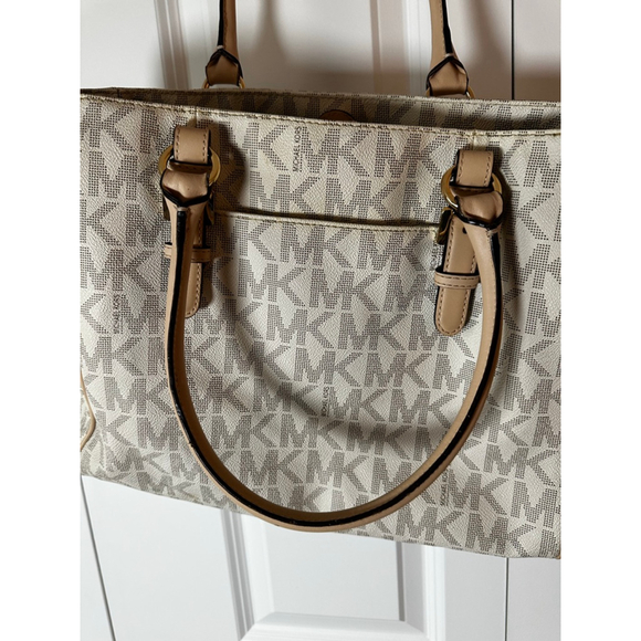 Women\'s Michael Kors White & Beige Monogram Tote Bag, One Size